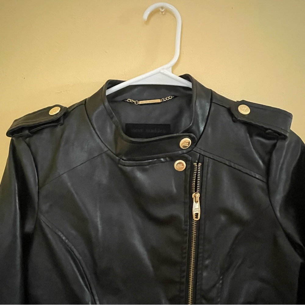 Steve Madden Black Faux Leather Jacket Sz-Small - Picture 2 of 13